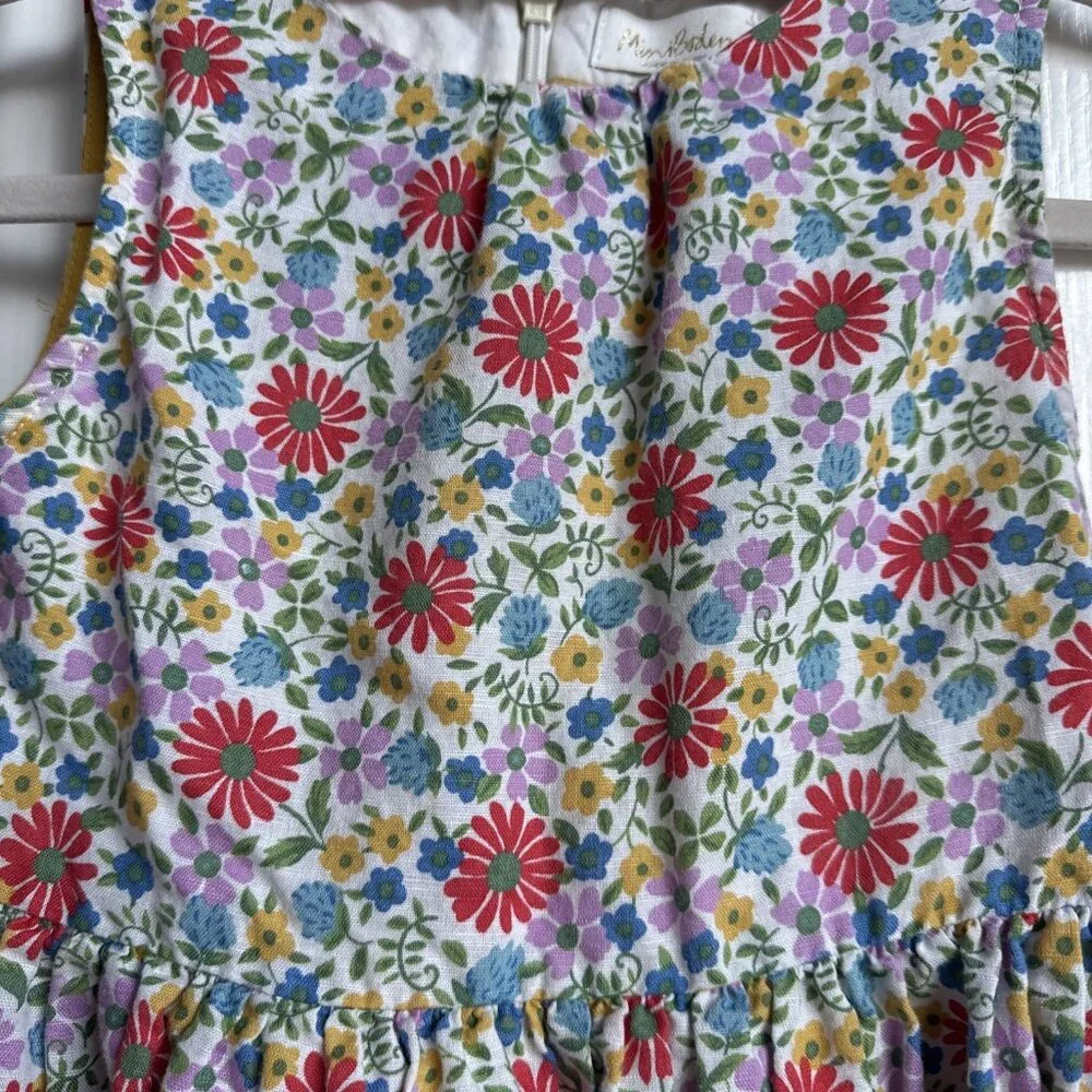 Mini Boden Spring Summer Floral Linen Cotton Dress Lined Size 6-7 Year - Picture 2 of 8